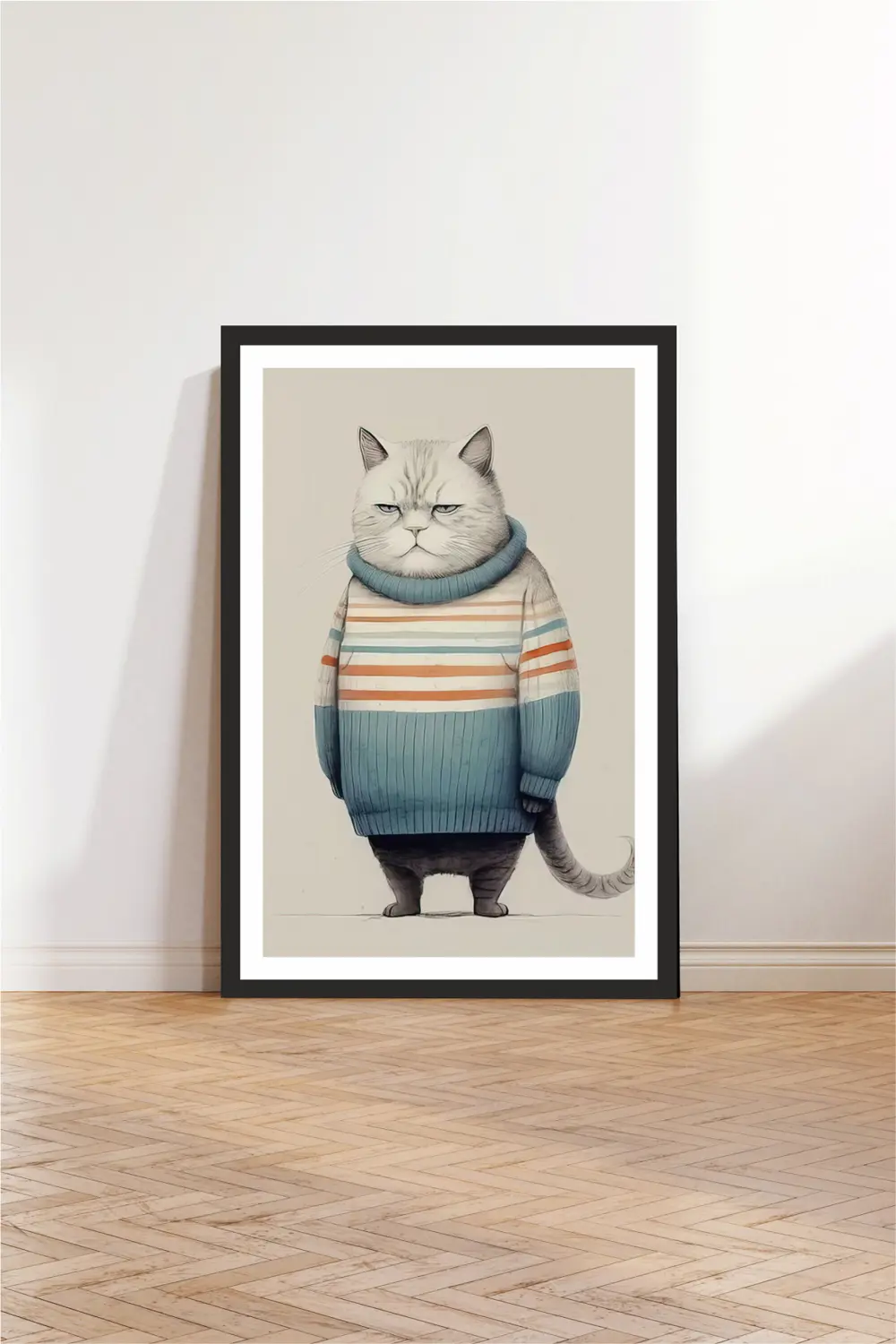 Kedi tasarımlı Çerçeve Görünümlü Mdf Tablo