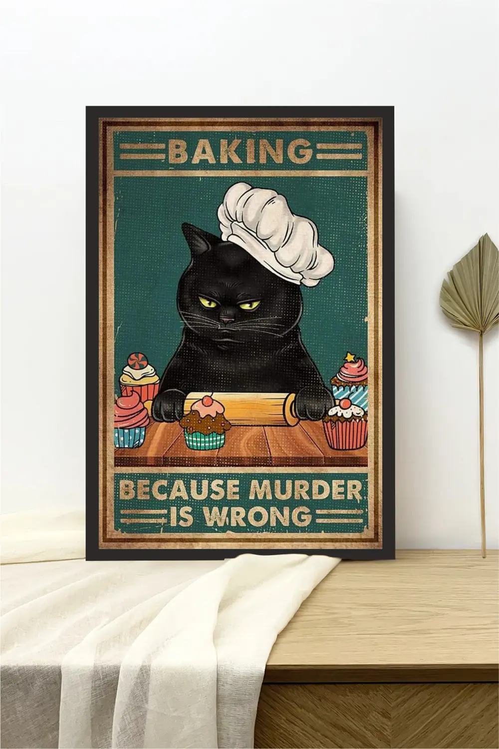 Kedi tasarımlı Çerçeve Görünümlü Mdf Tablo