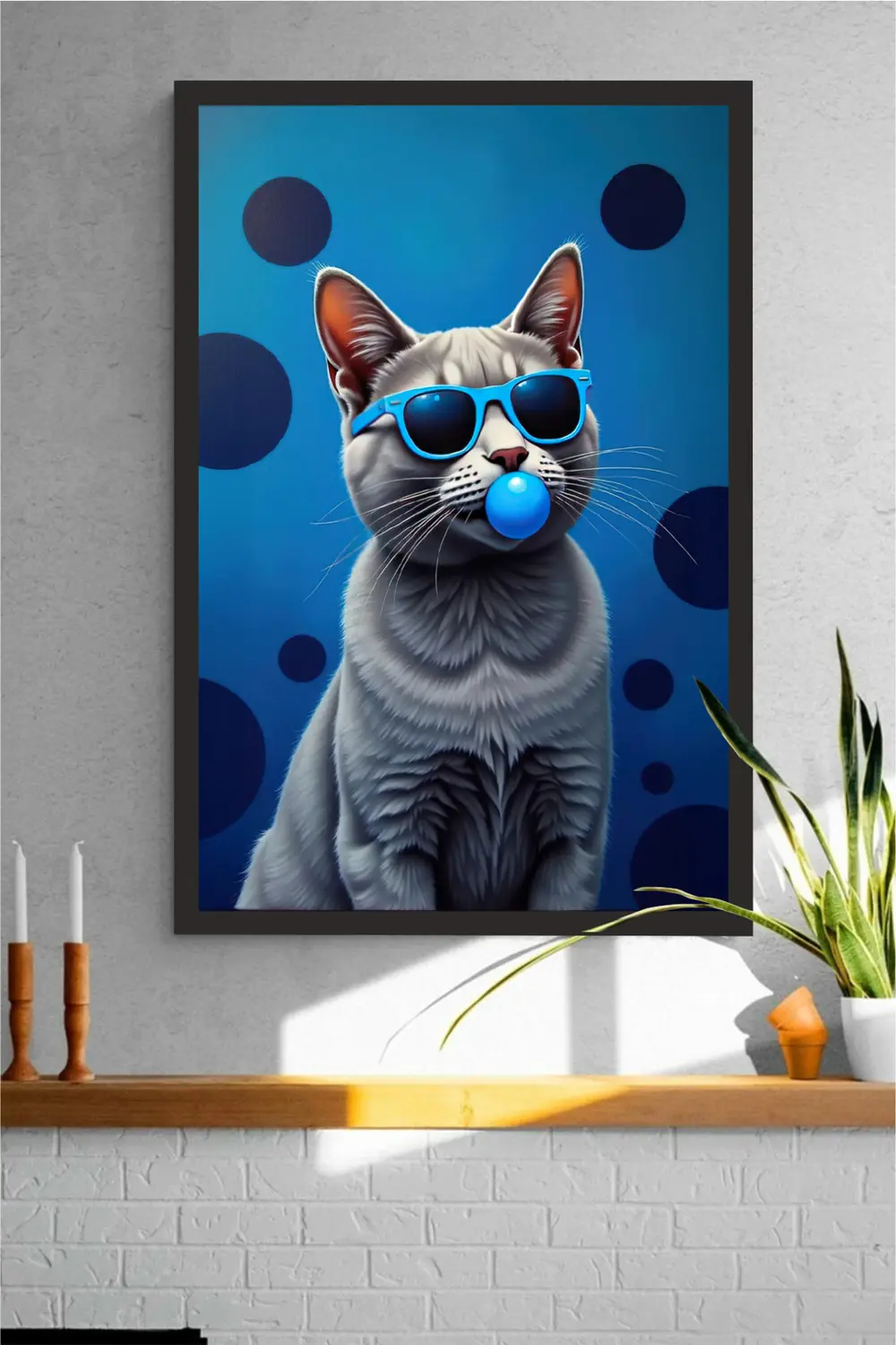 Kedi tasarımlı Çerçeve Görünümlü Mdf Tablo