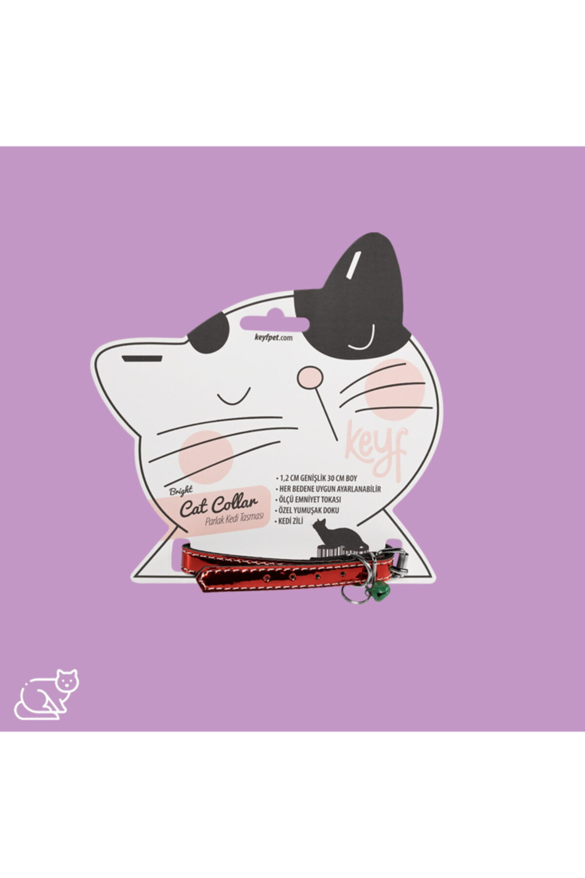 Kedi Tasması Parlak 1.2 Cm Genişlik*30 Cm Boy Zilli