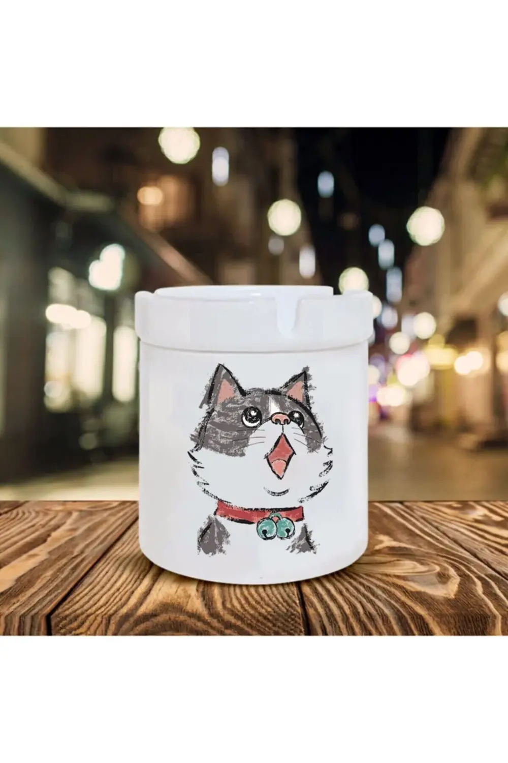 Kedi Temalı Seramik Şık Küllük