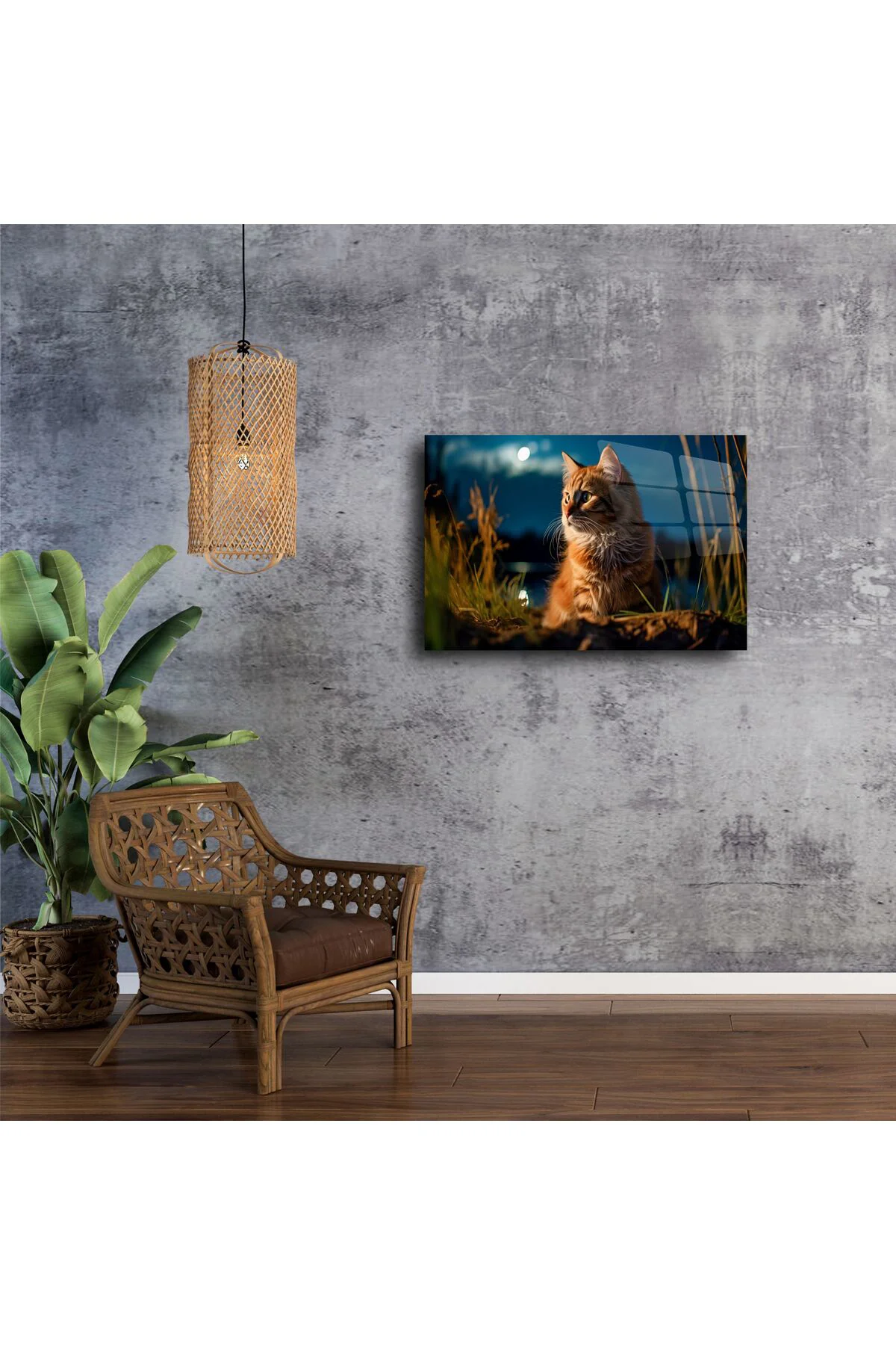 Kedi Temalı Temperli Cam Duvar Tablosu Kedi Temalı Temperli Cam Duvar Tablosu