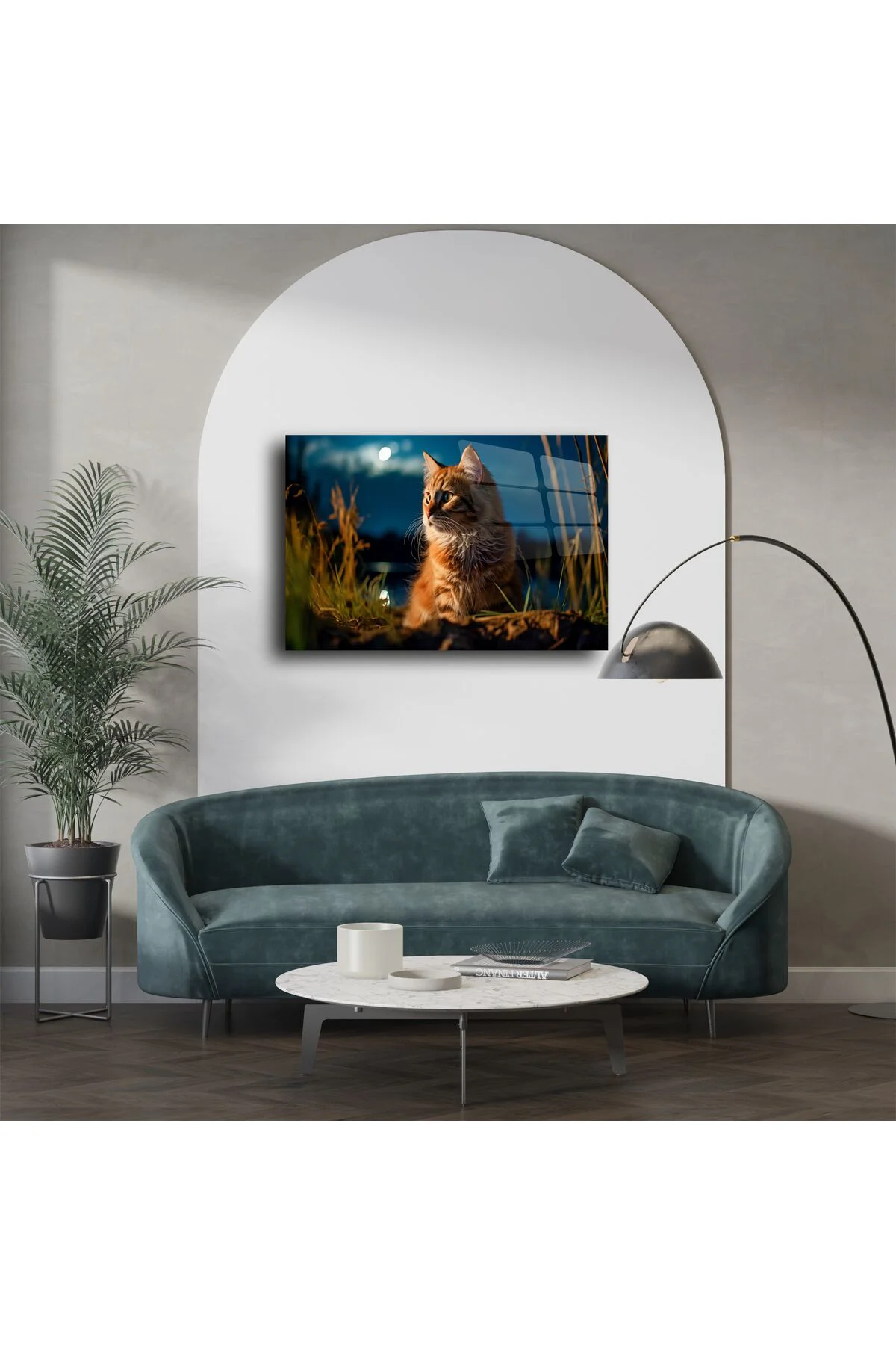 Kedi Temalı Temperli Cam Duvar Tablosu Kedi Temalı Temperli Cam Duvar Tablosu