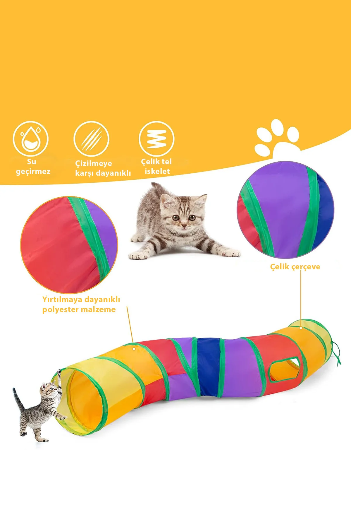 Kedi Tünel Oyuncakları Gökkuşağı Yırtılmaz Kedi Tüneli Köpek Oyun