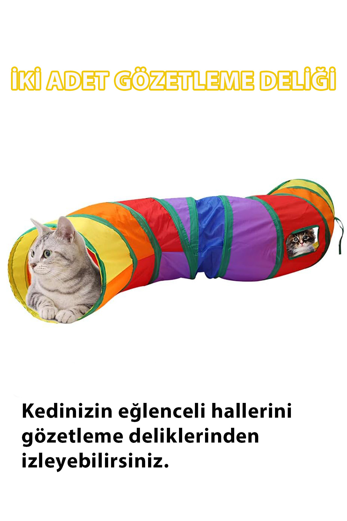 New Market Kedi Tünel Oyuncaklari Gökkuşaği Yirtilmaz Kedi Tüneli Köpek Oyun