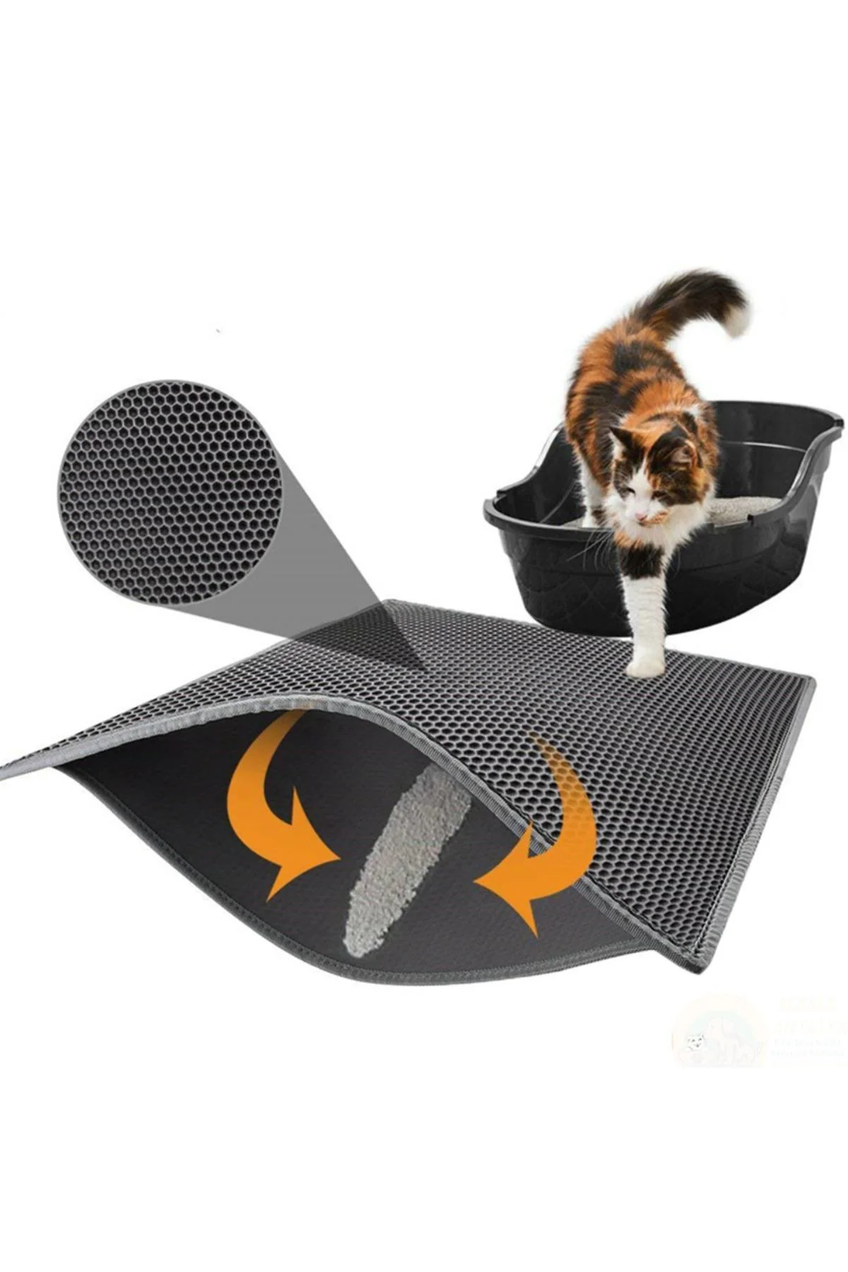 Kedi Tuvalet Önü Kum Toplayıcı Temizleyici Elekli Gri Paspas Kedi Tuvalet Önü Kum Toplayıcı Temizleyici Elekli Gri Paspas