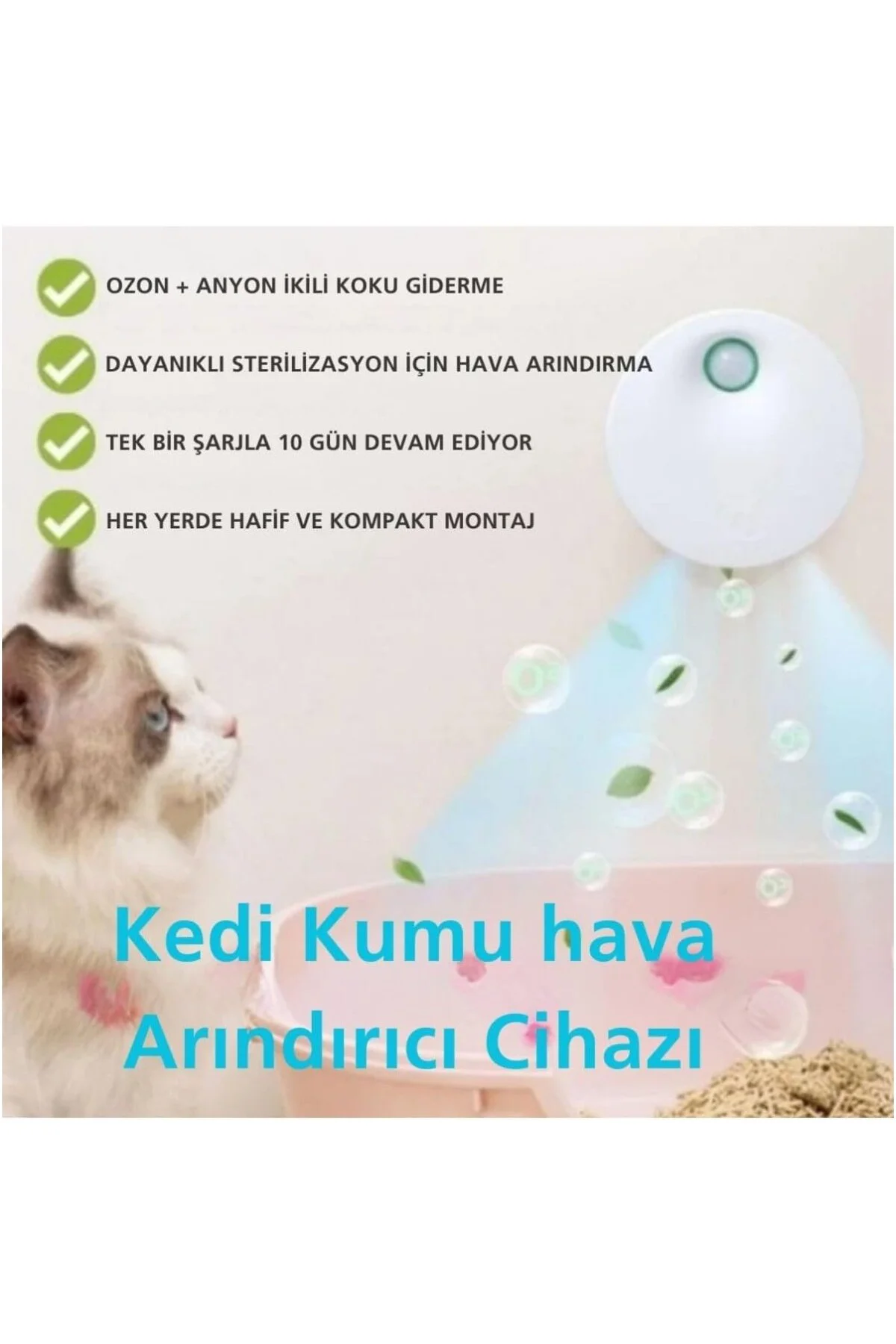 Kedi Tuvaleti İçin Akıllı Pet Koku Giderici Biyosensörlü Hava Tem