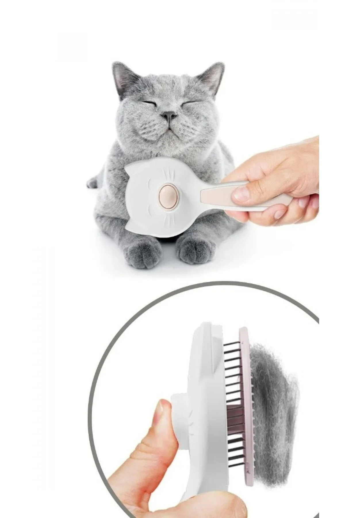 Kedi Tüy Toplama Tarağı Tek Tuşla Temizlenen Pratik Pet Tarak Erg