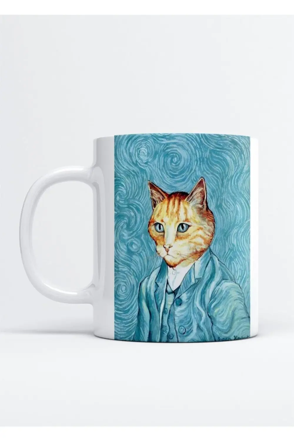 Kedi Van Gogh Portre Baskı Porselen Kupa Bardak