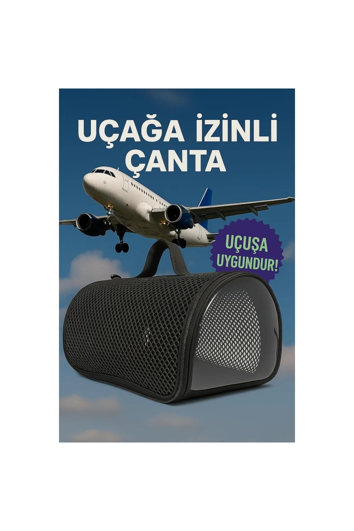 Kedi ve Köpek Taşıma Çantası (Uçak İzinli) 10 Kg (42x31x24 Cm) Ke