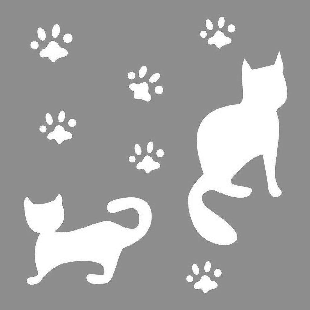 Artikel Kedi Ve Pati İzleri Stencil Boyama Şablonu 30X30 Cm, Duvar Stenci