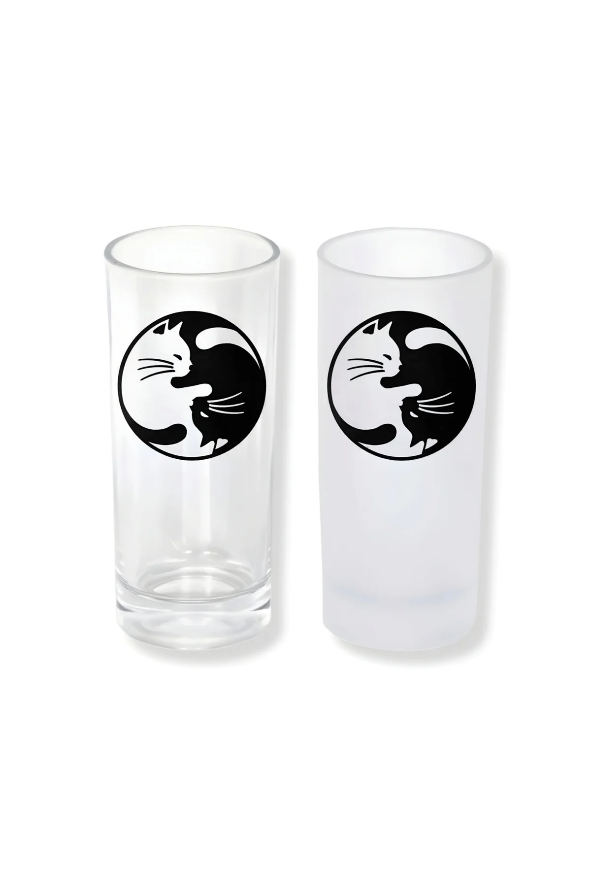 Kedi Yin Yang Buzlu / Buzsuz Seçenekli Rakı Bardağı – 1 Adet Şık 
