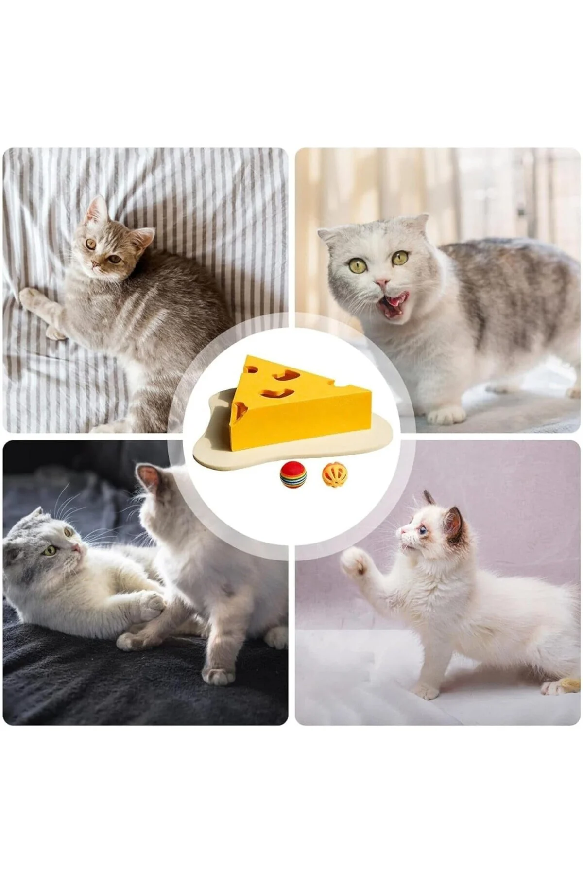 Kedi Zeka Geliştirici Oyuncak, Peynir Dilimi Tasarımlı, Eğlenceli