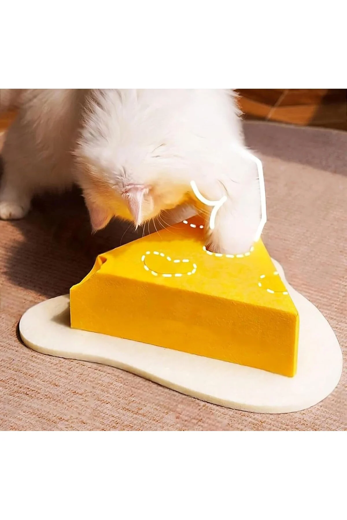 Kedi Zeka Geliştirici Oyuncak, Peynir Dilimi Tasarımlı, Eğlenceli