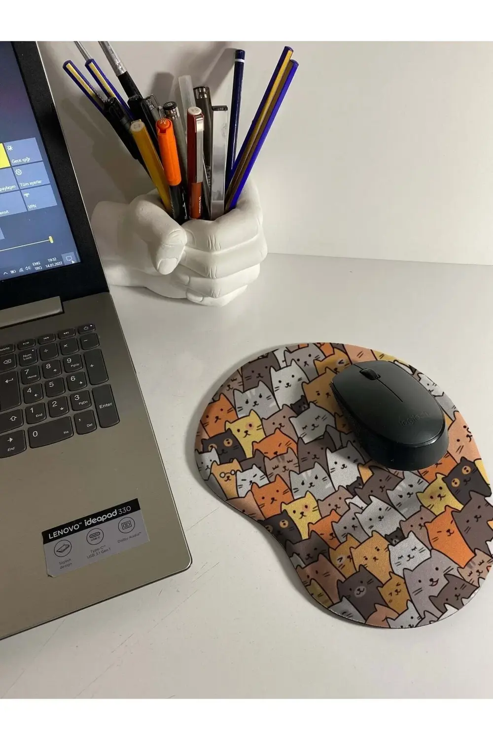 Kediler Desenli Bilek Destekli Mouse Pad