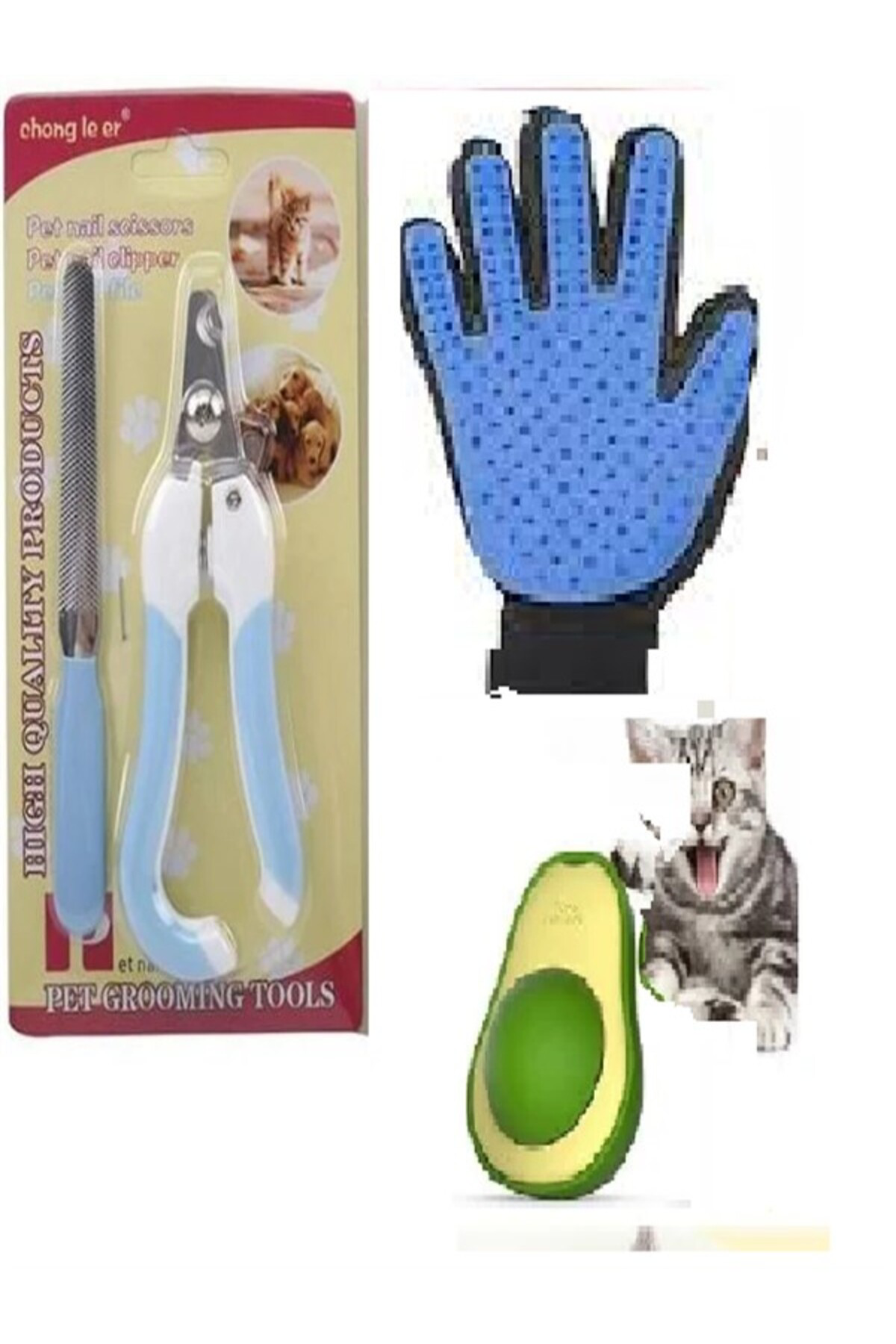 KEDİLER İÇİN TIRNAK MAKASI , TÜY TOPLAMA ELDİVENİ VE AVOKADO CATN