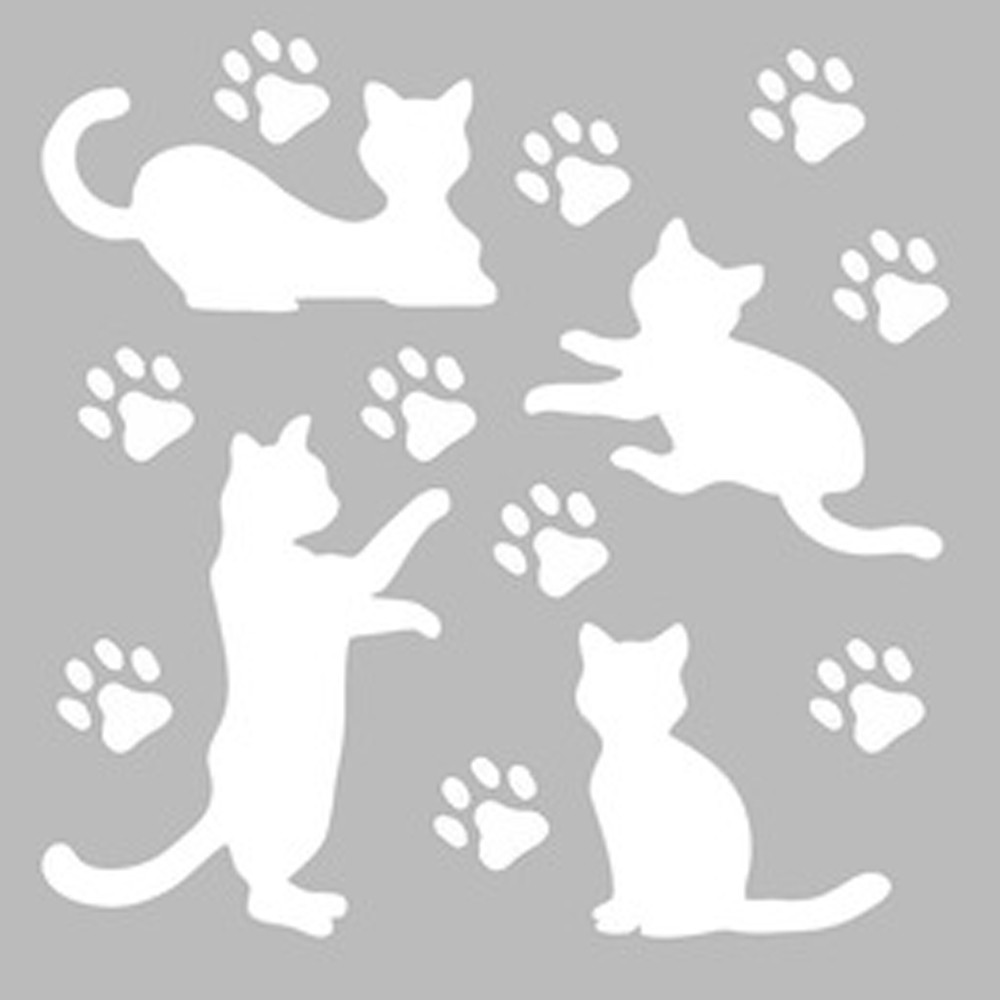 Artikel Kediler Ve Patiler Stencil Boyama Şablonu 30X30 Cm, Duvar Stencil