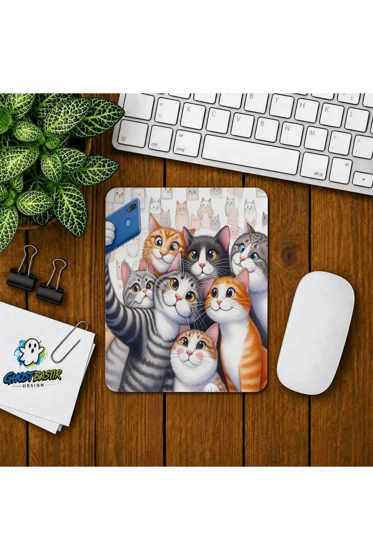Kedilerin Selfiesi Baskılı Oyuncu Mousepad 0123