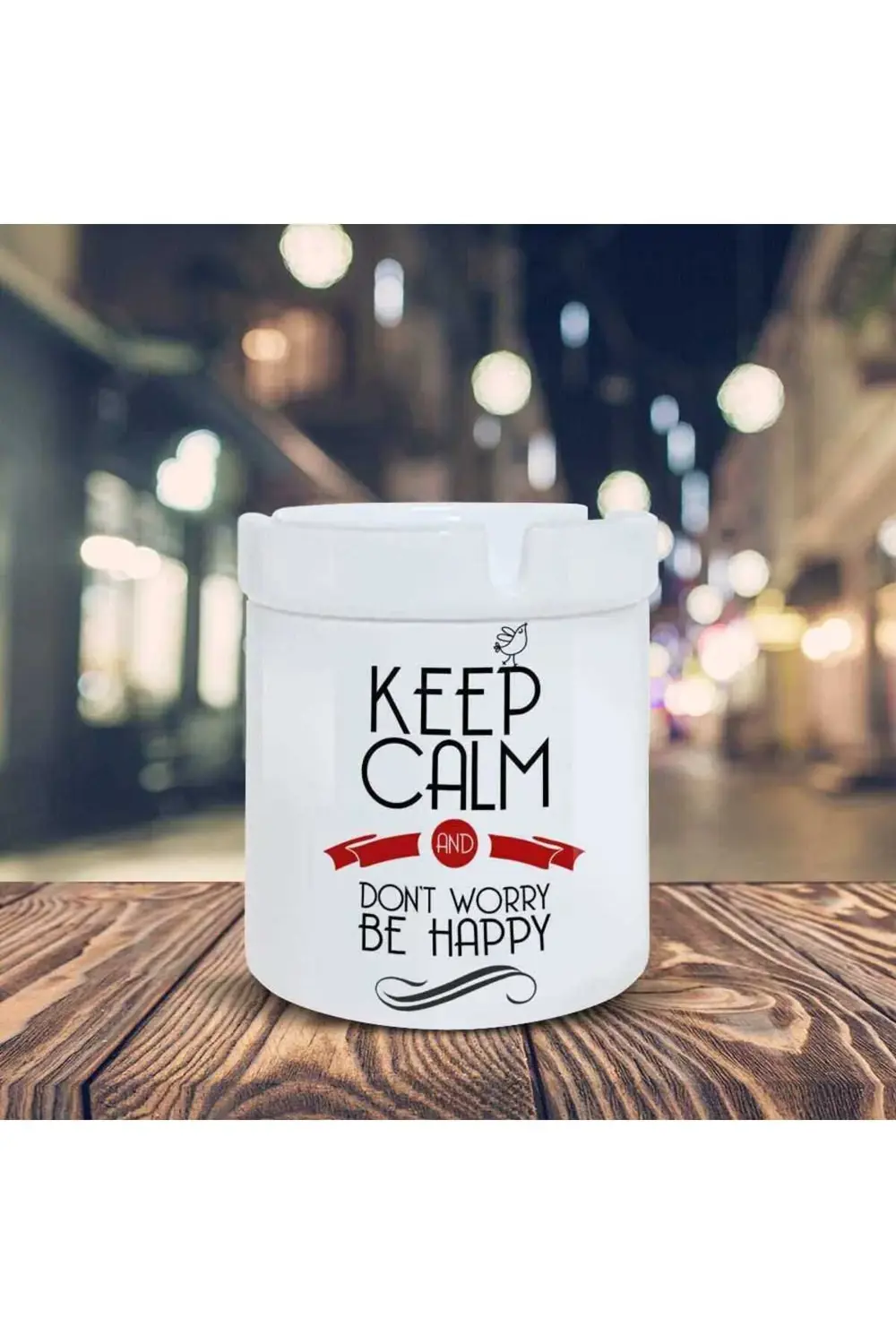 Keep Calm Motivasyon Yazı Baskılı Küllük Seramik Kül Tablası-58