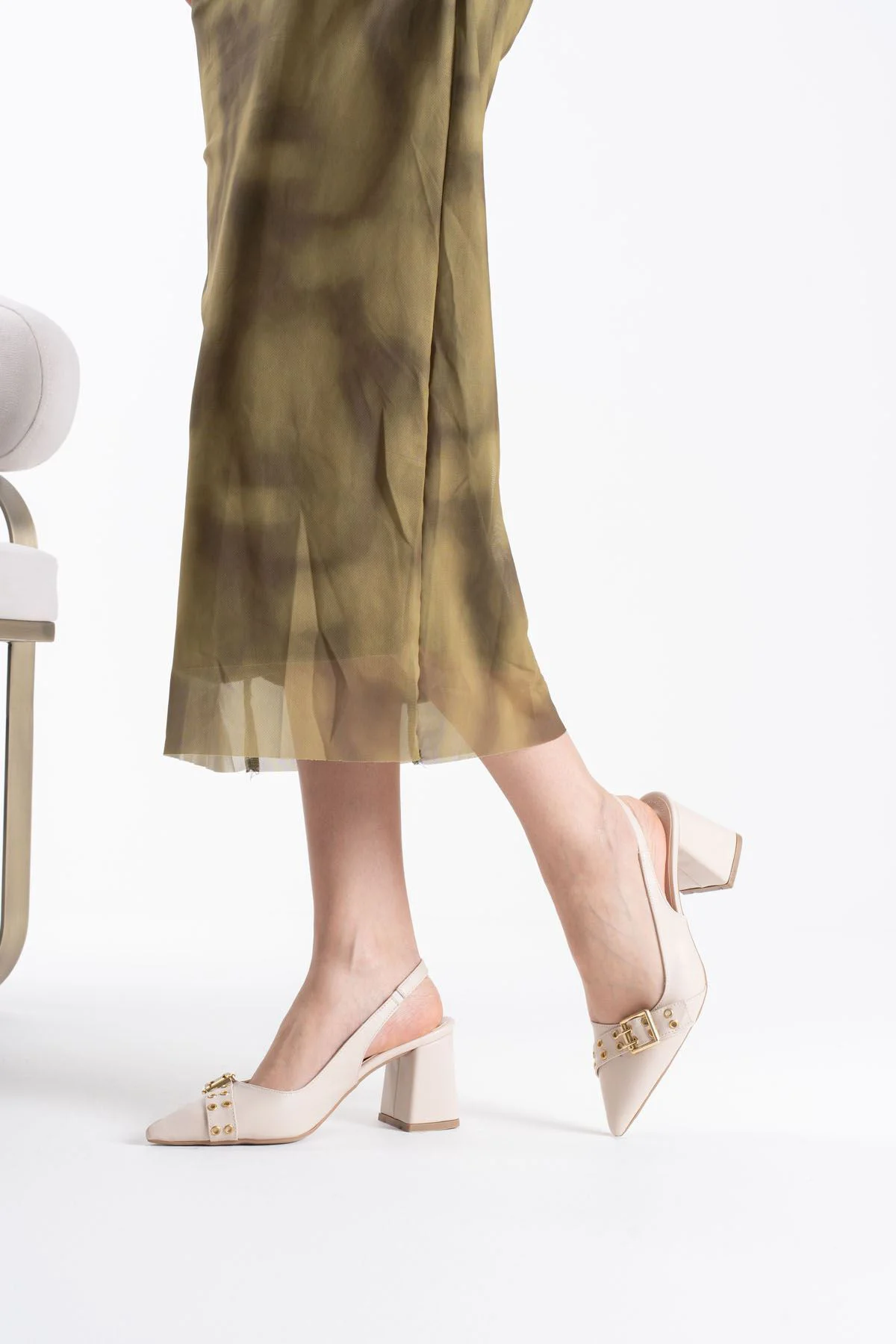 Keira Bej Cilt Kadın Topuklu Ayakkabı