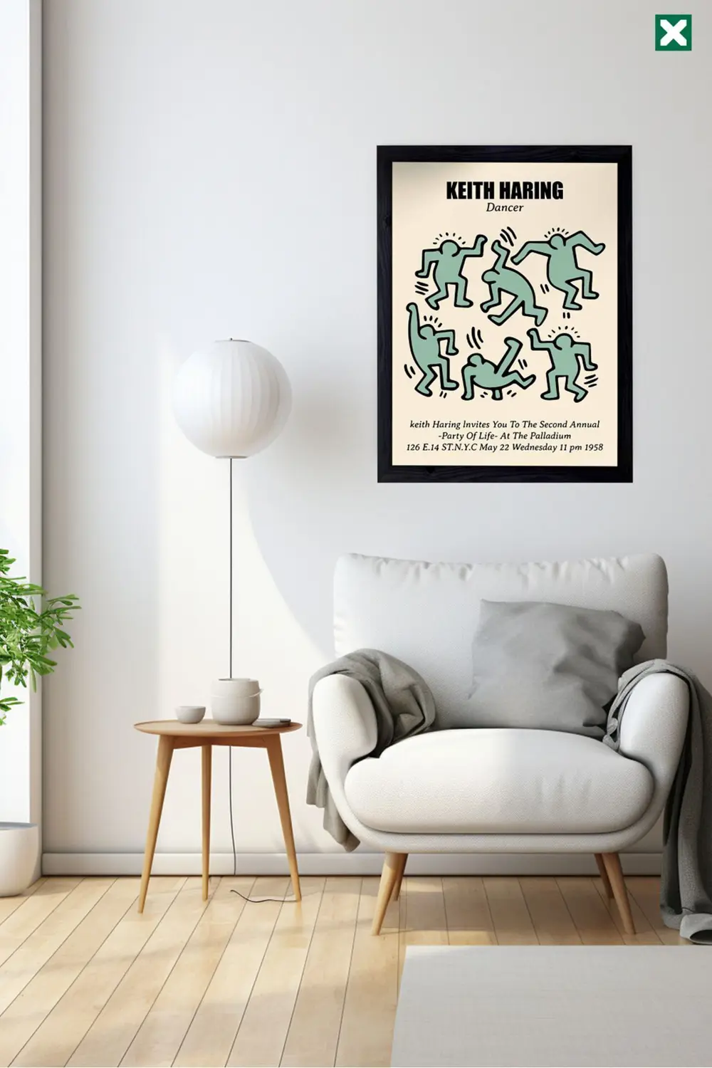 Keith Haring Dekorize 3'lü Set, Çerçeve Görünümlü Modern Mdf Tabl