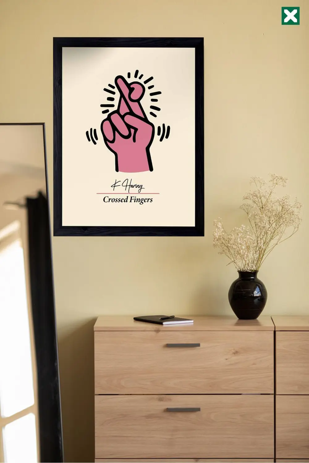 Keith Haring Dekorize 3'lü Set, Çerçeve Görünümlü Modern Mdf Tabl