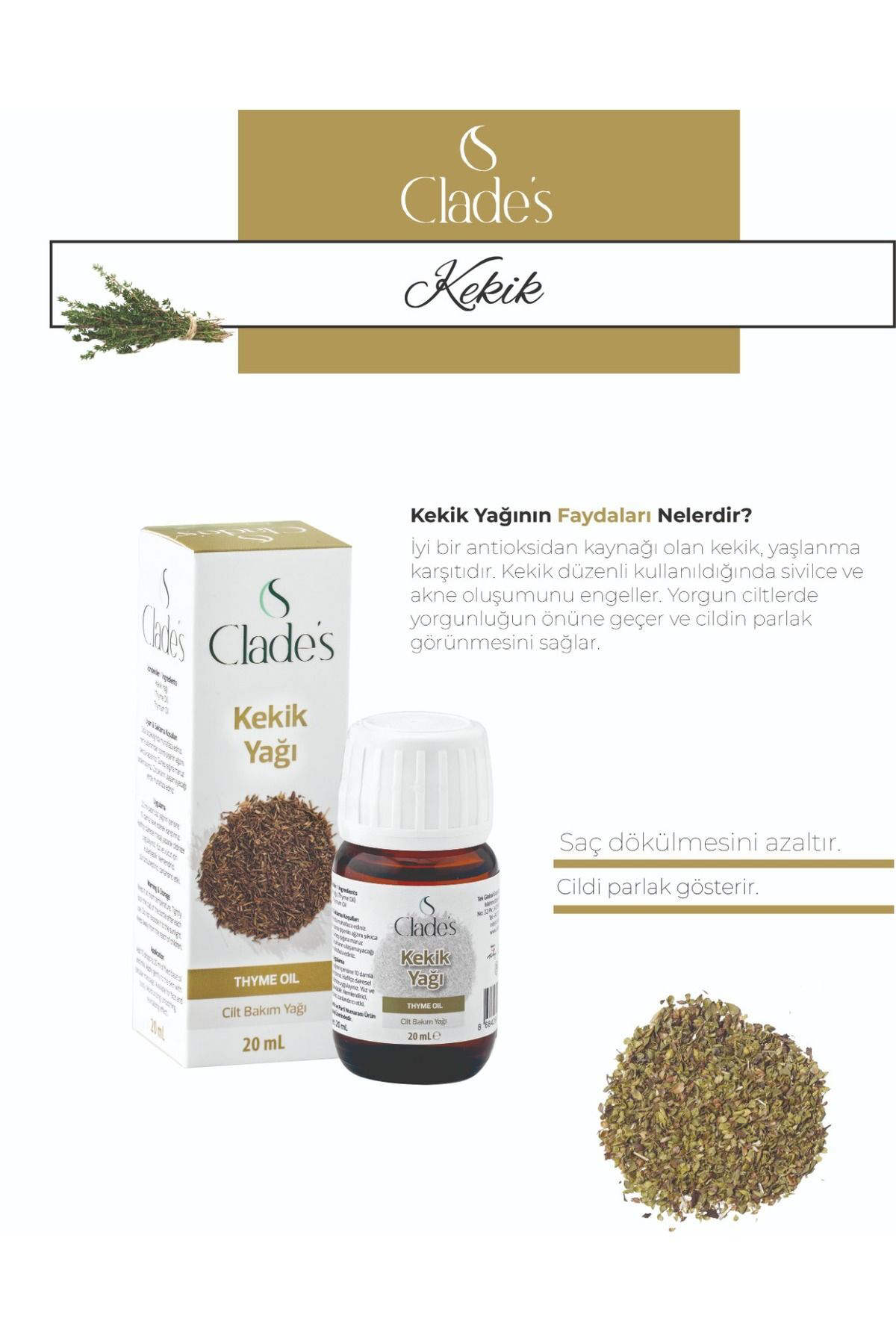 Kekik Yağı 20 ml - Cilt Bakım Yağı Thyme Oil