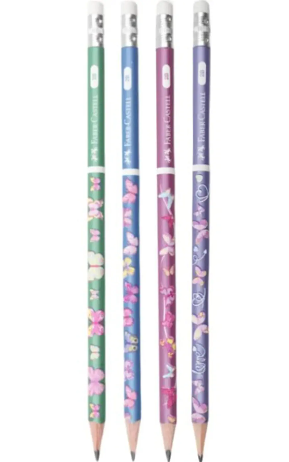 Kelebek Desenli 2b Silgili Kurşun Kalem 4 Adet 16870
