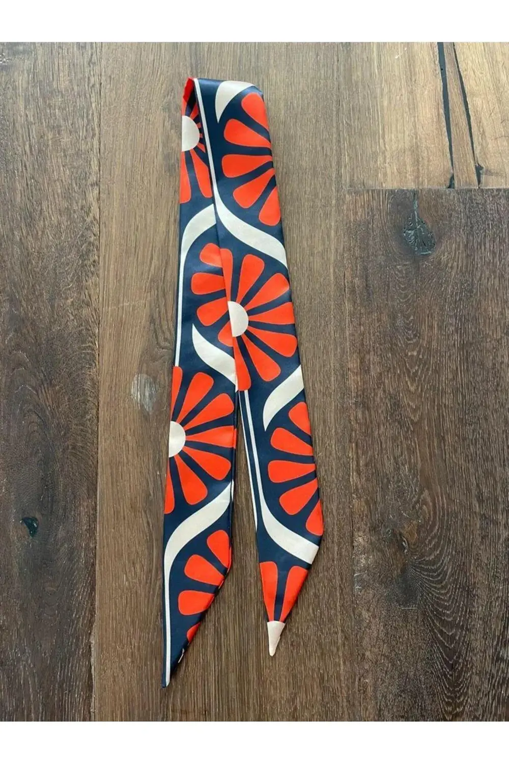 Kelebek Eşarp Çanta, Bileklik ve Saç Turuncu Beyaz Desenli