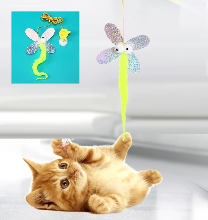 Kelebek Model Elastik Kendinden Yapışkanlı Kedi Oyun Oltası