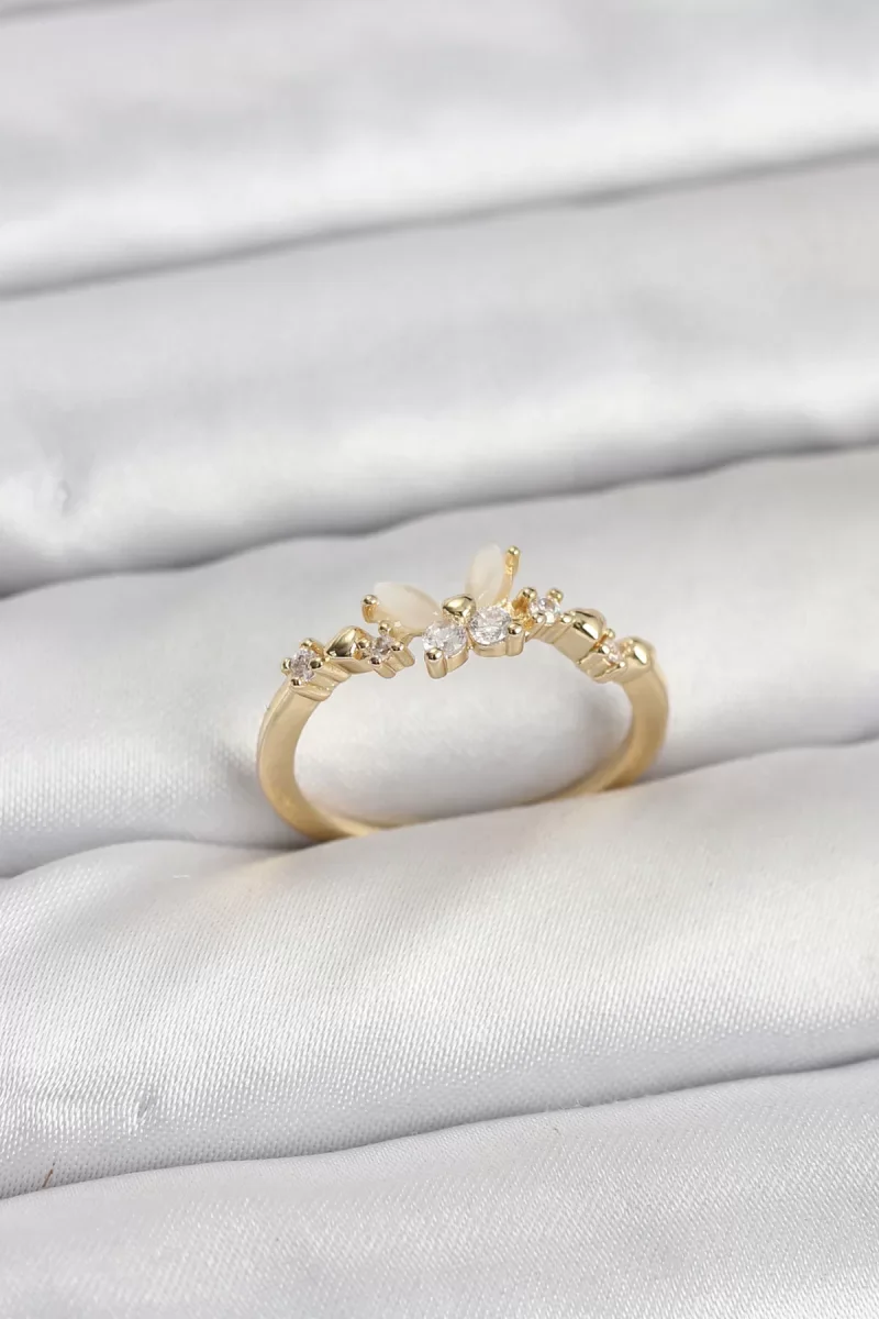 Kelebek Model Gold Renk Pirinç Kadın Yüzük - Lisinya