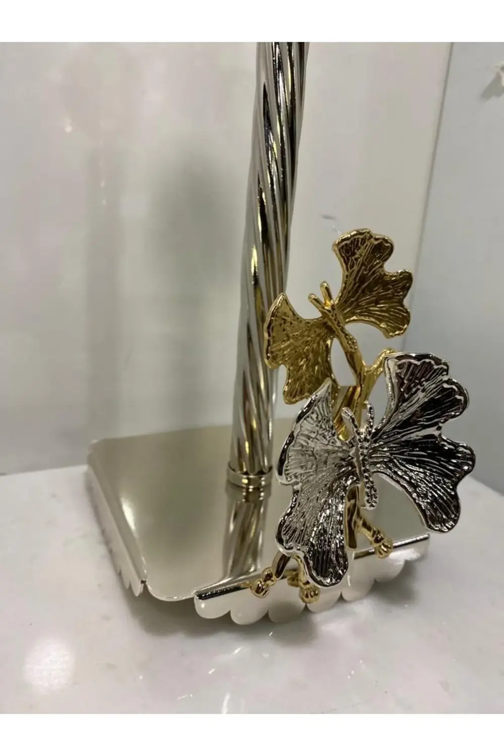 Kelebek Motifli Kağıt Havluluk (gümüş)