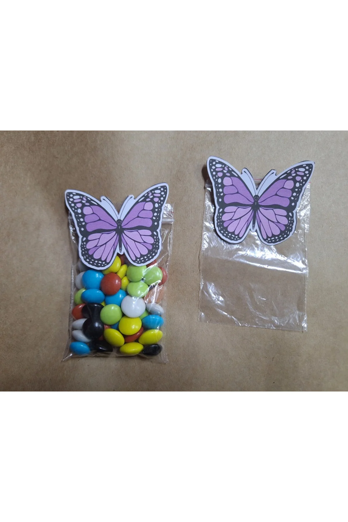 KELEBEK TEMALI MOR DOĞUM GÜNÜ, DİŞ, BEBEK İÇİN ŞEFFAF KİLİTLİ HED