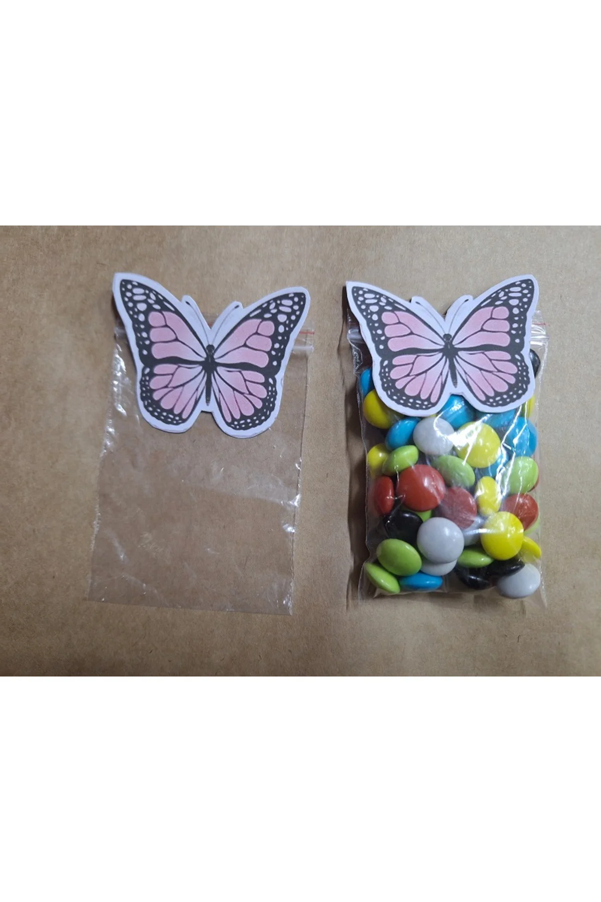 KELEBEK TEMALI PEMBE DOĞUM GÜNÜ, DİŞ, BEBEK İÇİN ŞEFFAF KİLİTLİ H