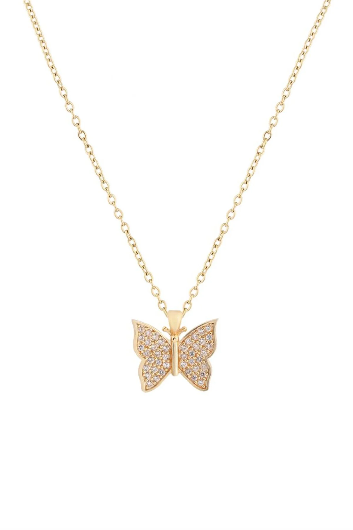 Kelebek Zirkon Kolye GOLD 45 cm Fiyatı, Yorumları ve Özellikleri