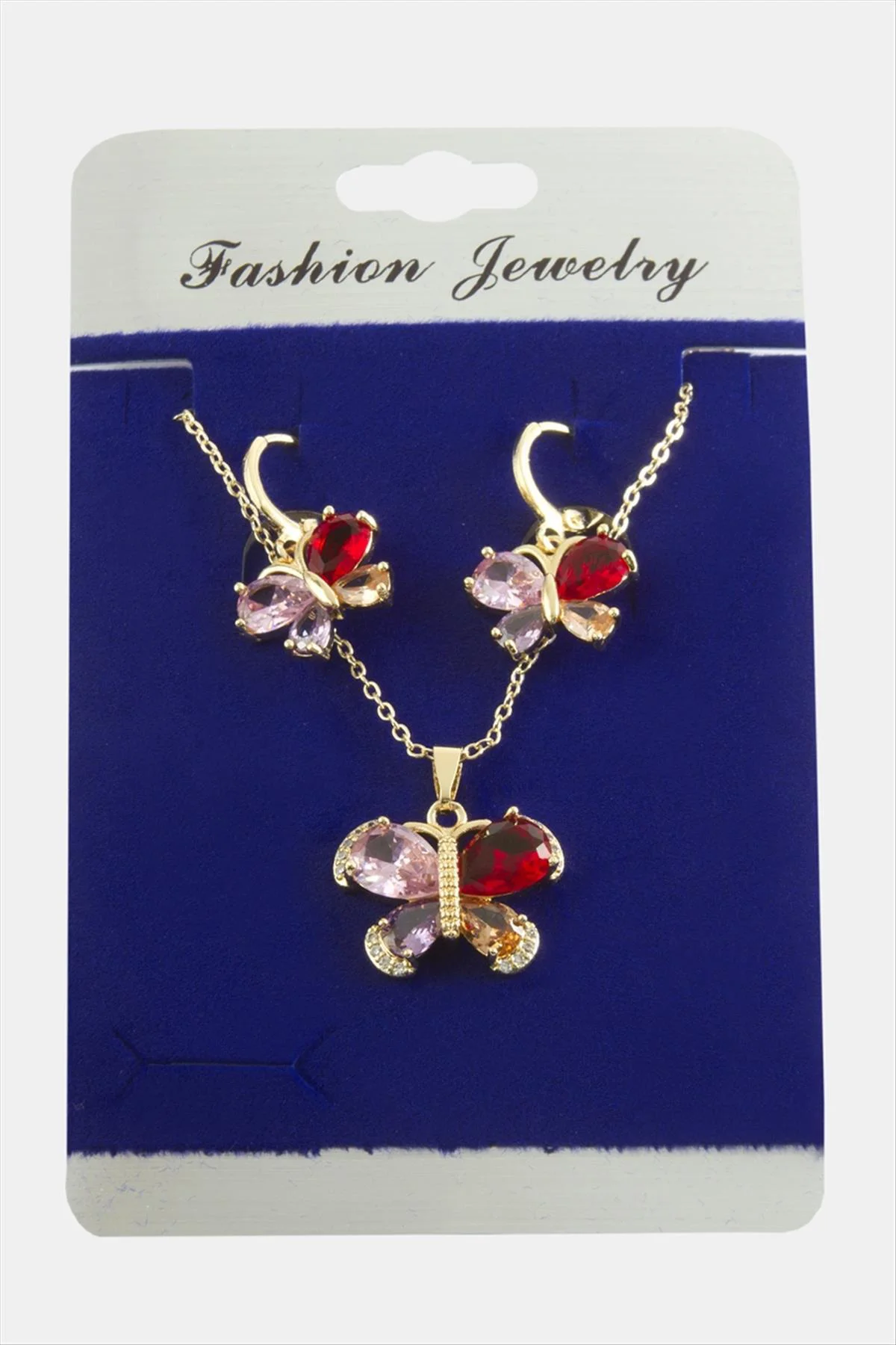 Kelebek Zirkon Taşlı Set Kolye