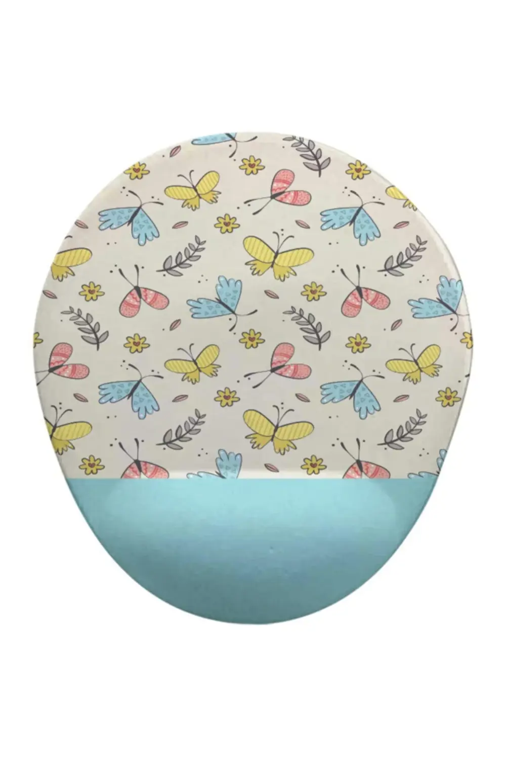 Kelebekler Desenli Oval Bilek Destekli Mouse Pad