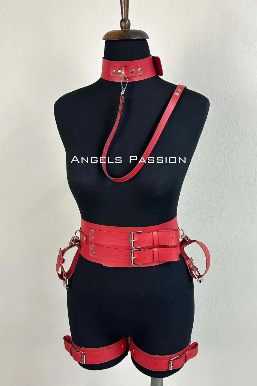 Kelepçeli Şık Deri Harness Takım, Kadın Fantezi Giyim - Brf869