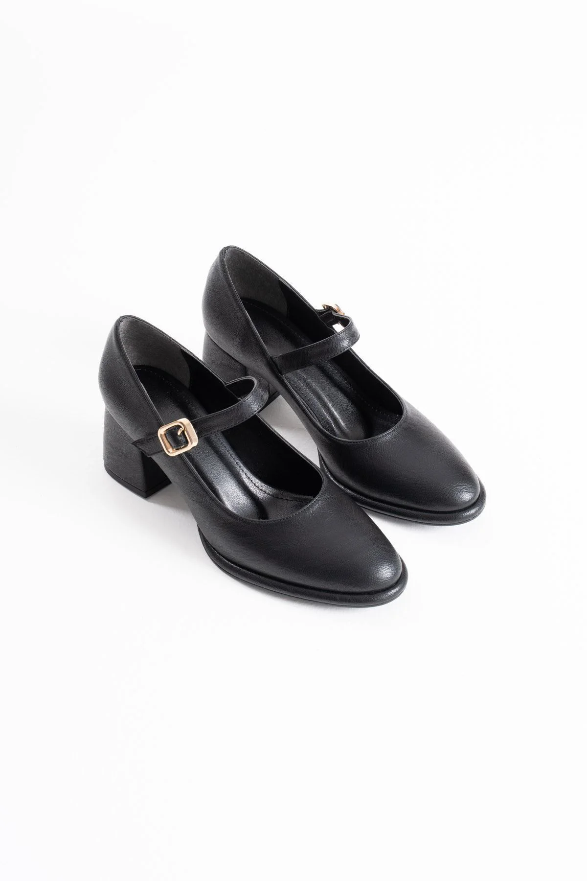 Kelly Siyah Cilt Kadın Topuklu Ayakkabı