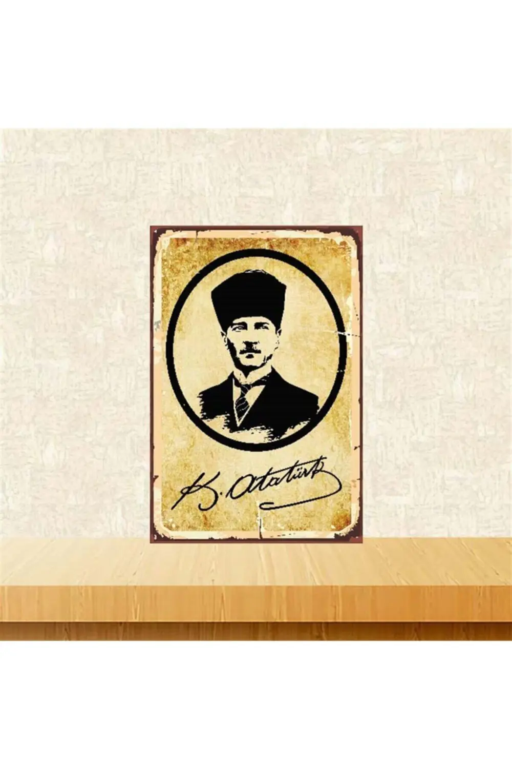 Kemal Atatürk Tasarımlı 20-30 Cm Retro Ahşap Poster