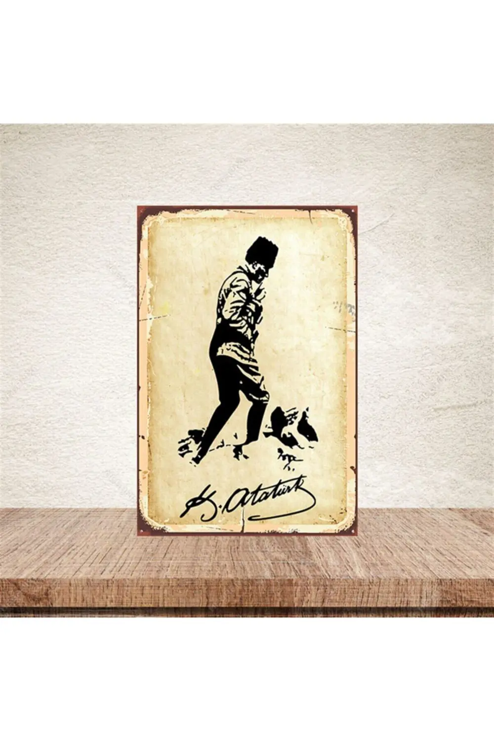 Kemal Atatürk Tasarımlı 20-30 Cm Retro Ahşap Poster
