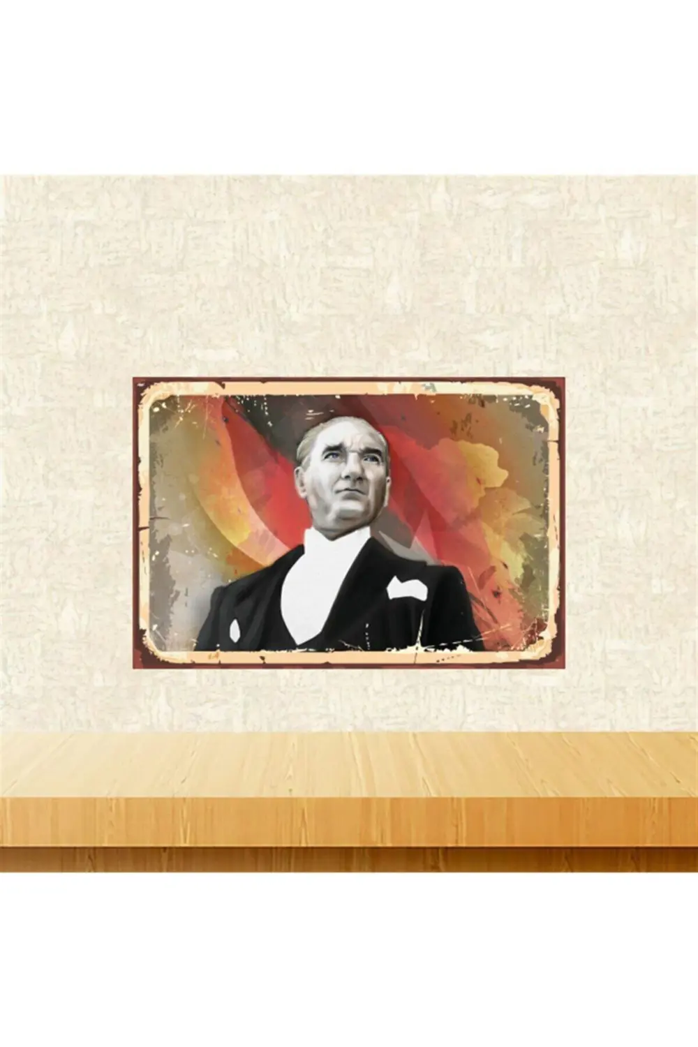Kemal Atatürk Tasarımlı 20-30 cm Retro Ahşap Tablo Tkfx5434