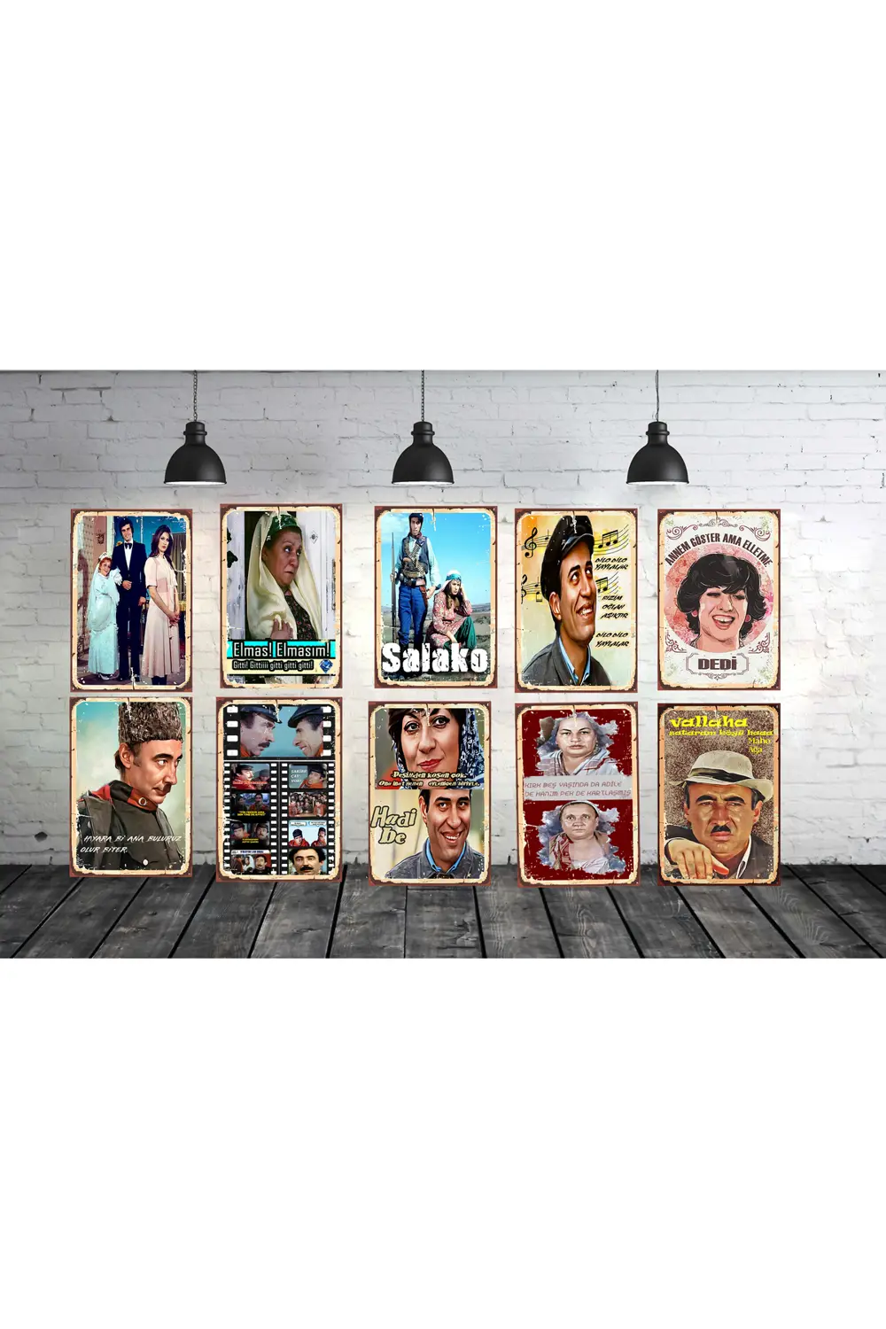 Kemal Sunal Şener Şen Replikleri Temalı 10 Adet 20 x 30 CM Duvar 