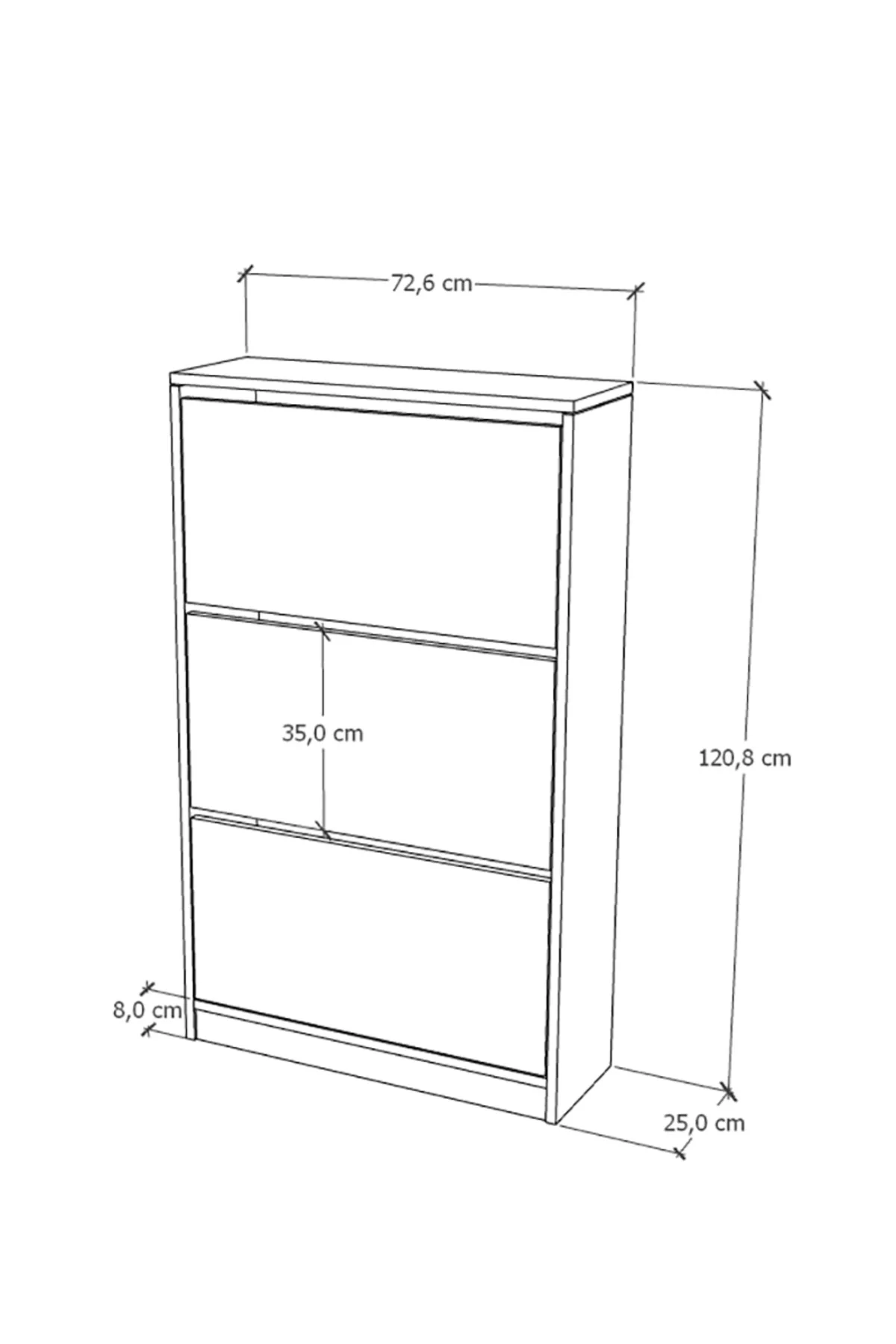 Kembe 3 Bölmeli Açılır Modern Dekoratif Ayakkabılık Çam