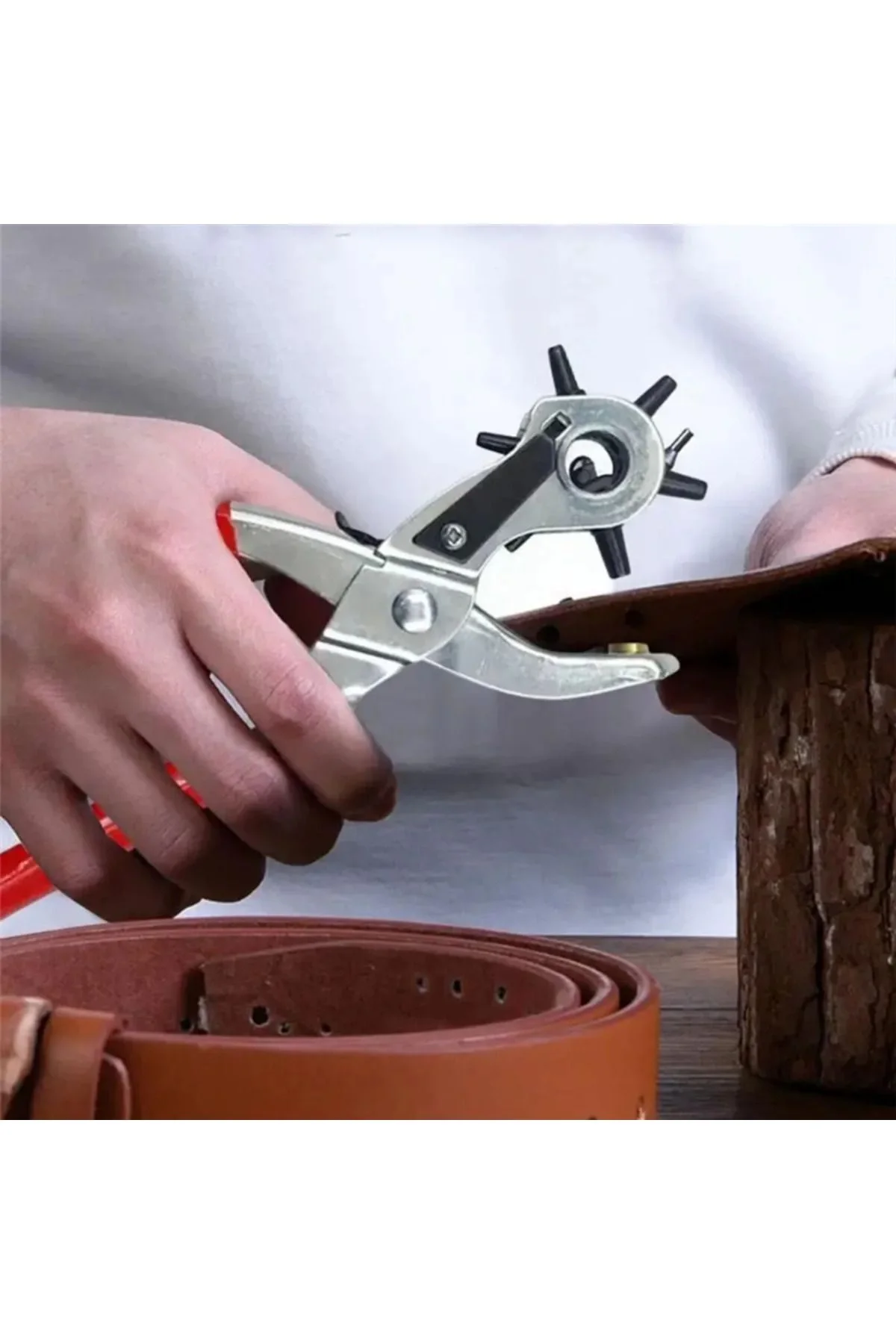 Kemer Delme Makinası Pratik 6 Başlıklı Kemer Delme Aleti Metal Kemer Delme Aparatı