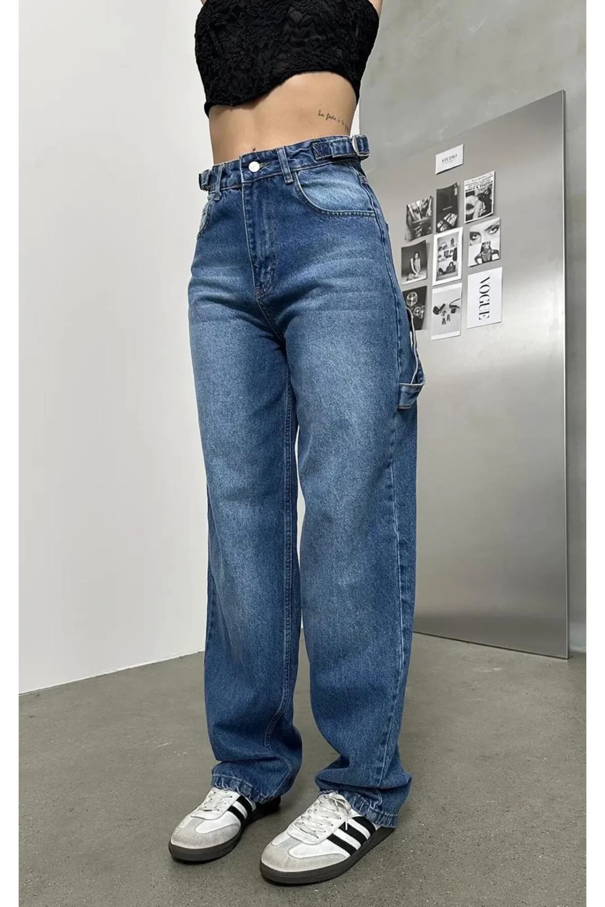 KEMER TOKALI PALASKA DETAYLI BAGGY JEAN