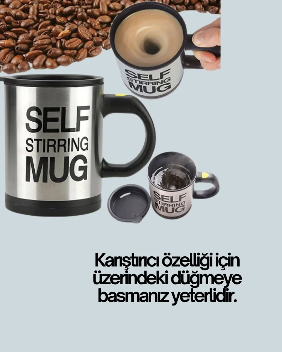 Kendi Kendini Karıştıran Termos Kupa – Pratik Güçlü Motorlu ve Termos Özellikli