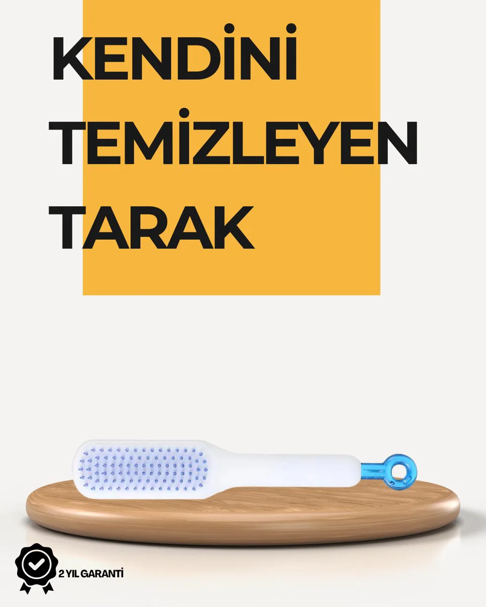 Kendi Kendini Temizleyen Saç Tarağı - Anti-Statik Silikon Uçlu ABS 22x4 cm