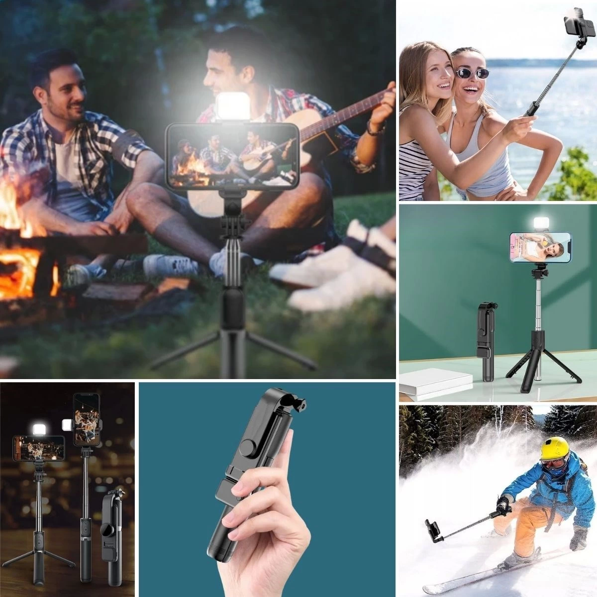 Kendiliğinden Işıklı Masaüstü Tripod Olabilen Telefon Tutuculu Ka