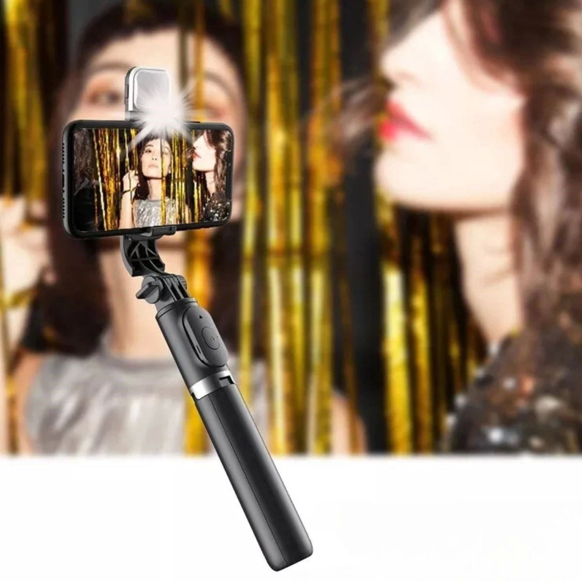 Kendiliğinden Işıklı Masaüstü Tripod Olabilen Telefon Tutuculu Ka